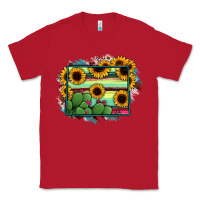 Red wyoming map sunflower cactus serape Classic Tee - RanaPortraitStore
