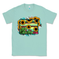 Seafoam wyoming map sunflower cactus serape Classic Tee - RanaPortraitStore