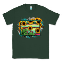 Sports Green wyoming map sunflower cactus serape Classic Tee - RanaPortraitStore