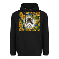 Black sunflowers messy bun mama Heavyweight Hoodie - BarkalooDesign
