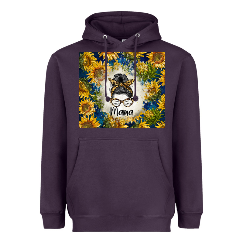 Sunflowers Messy Bun Mama Heavyweight Hoodie by BarkalooDesign | Teevron