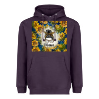 Plum sunflowers messy bun mama Heavyweight Hoodie - BarkalooDesign