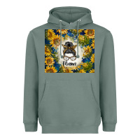 Sage sunflowers messy bun mama Heavyweight Hoodie - BarkalooDesign