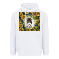 White sunflowers messy bun mama Heavyweight Hoodie - BarkalooDesign