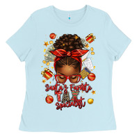 Baby Blue santa favorite tax specialist afro messy bun Ladies Tee - texasbilliewilder