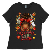 Black santa favorite tax specialist afro messy bun Ladies Tee - texasbilliewilder