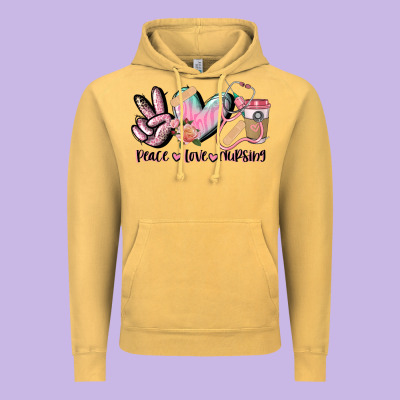 Peace Love Nursing Vintage Hoodie Designed By Cowgirlartshop