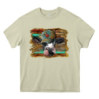 Mossy holstein cow with cap and leopard background Heavy Core Tee - BarkalooDesign