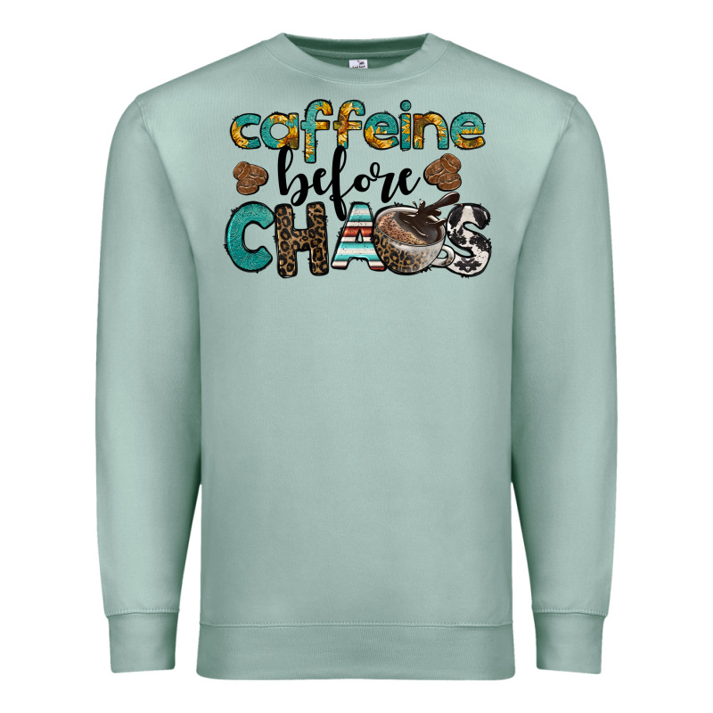 Western Caffeine Before Chaos Premium Sweatshirt by BarkalooDesign | Teevron