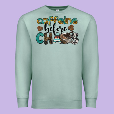 Western Caffeine Before Chaos Premium Sweatshirt Designed By Barkaloodesign