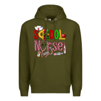 Army Green School Nurse Premium Hoodie - LillyAllenDesigns