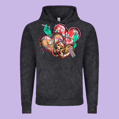 Nurse Hearts Vintage Hoodie Designed By Cowgirlartshop