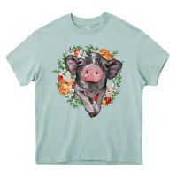 Arona baby pig floral wreath Heavy Core Tee - BarkalooDesign