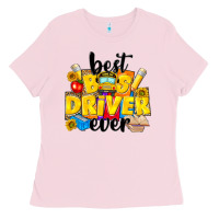 Bubblegum Pink best bus driver ever Ladies Tee - NancyCooperArtShop