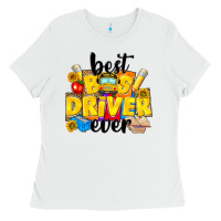 White best bus driver ever Ladies Tee - NancyCooperArtShop