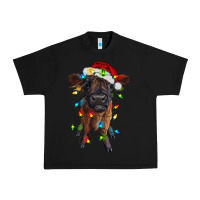 Black highland cow calf with christmas lights Urban Heavy Tee - RanaPortraitStore