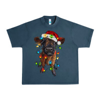 Midnight Navy highland cow calf with christmas lights Urban Heavy Tee - RanaPortraitStore