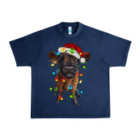 Navy highland cow calf with christmas lights Urban Heavy Tee - RanaPortraitStore