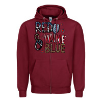 Burgundy red wine blue Zipper Hoodie - CowhideDigitalArt