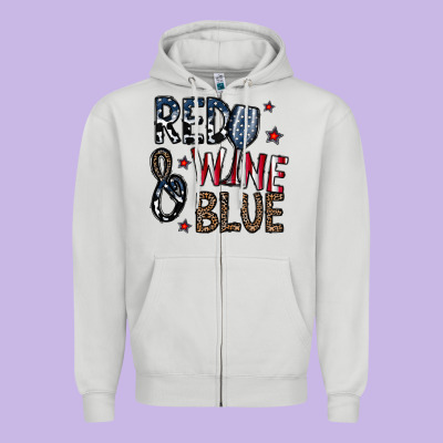 Red Wine Blue Zipper Hoodie Designed By Cowhidedigitalart
