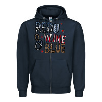 Navy red wine blue Zipper Hoodie - CowhideDigitalArt
