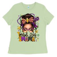 Matcha mardi gras mama messy bun Ladies Tee - texasbilliewilder