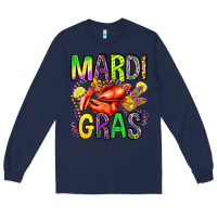 Navy mardi gras crawfish olivia Long Sleeve Tee - OliviaCreatesArt