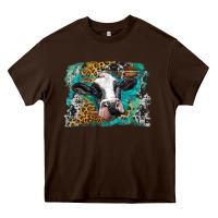 Chocolate Brown holstein cow leopard and western background Heavy Core Tee - BarkalooDesign