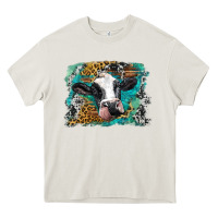 Cream holstein cow leopard and western background Heavy Core Tee - BarkalooDesign