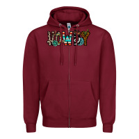 Burgundy howdy Zipper Hoodie - CowhideDigitalArt