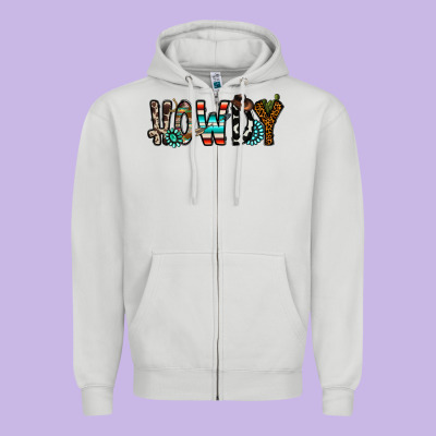 Howdy Zipper Hoodie Designed By Cowhidedigitalart