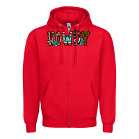 Red howdy Zipper Hoodie - CowhideDigitalArt