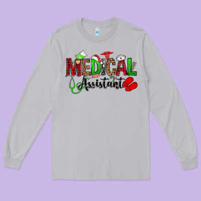 Medical Assistant Christmas Long Sleeve Tee Designed By Oliviacreatesart
