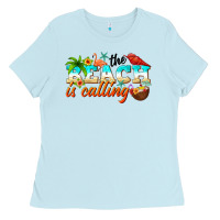 Baby Blue the beach is calling Ladies Tee - NancyCooperArtShop