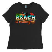 Black the beach is calling Ladies Tee - NancyCooperArtShop