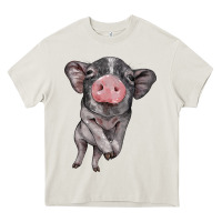 Cream baby pig Heavy Core Tee - BarkalooDesign