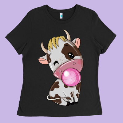 Cute Cow Ladies Tee Designed By Texasbilliewilder