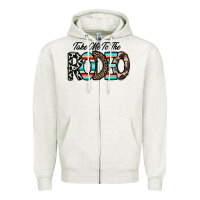 Oatmeal Heather take me to the rodeo Zipper Hoodie - CowhideDigitalArt