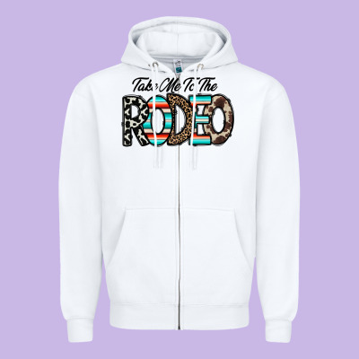 Take Me To The Rodeo Zipper Hoodie Designed By Cowhidedigitalart