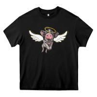 Black angel baby pig Heavy Core Tee - BarkalooDesign