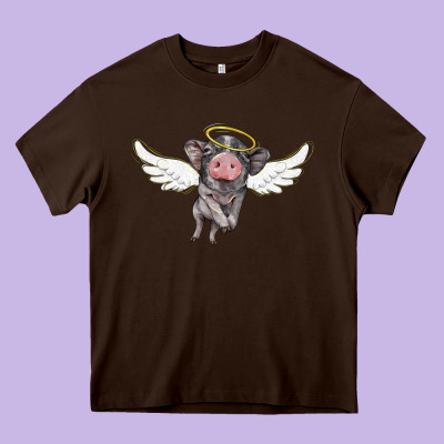 Angel Baby Pig Heavy Core Tee Designed By Barkaloodesign