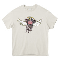 Cream angel baby pig Heavy Core Tee - BarkalooDesign