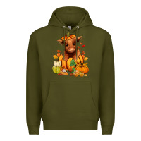 Army Green Fall Autumn heifer pumpkin Premium Hoodie - RanaPortraitStore