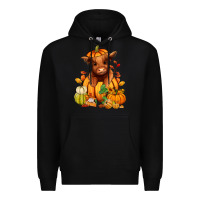 Black Fall Autumn heifer pumpkin Premium Hoodie - RanaPortraitStore