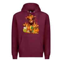 Burgundy Fall Autumn heifer pumpkin Premium Hoodie - RanaPortraitStore