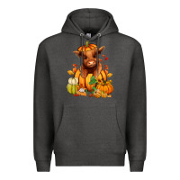 Charcoal Heather Fall Autumn heifer pumpkin Premium Hoodie - RanaPortraitStore