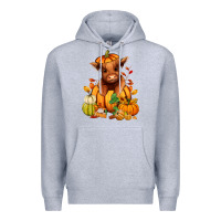 Heather Grey Fall Autumn heifer pumpkin Premium Hoodie - RanaPortraitStore