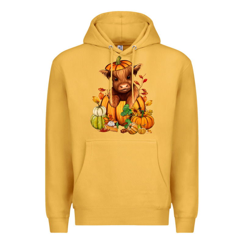 Fall Autumn Heifer Pumpkin Premium Hoodie by RanaPortraitStore | Teevron