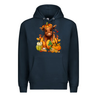 Navy Fall Autumn heifer pumpkin Premium Hoodie - RanaPortraitStore