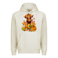 Oatmeal Heather Fall Autumn heifer pumpkin Premium Hoodie - RanaPortraitStore